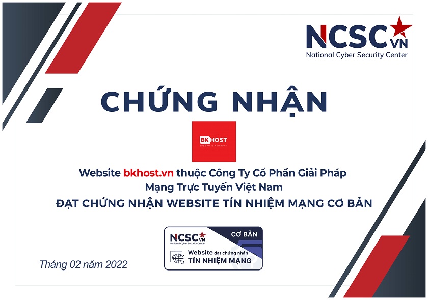 Công bố | Công Ty CP Giải Pháp Mạng Trực Tuyến Việt Nam đã đạt chứng nhận Website Tín nhiệm mạng cơ bản