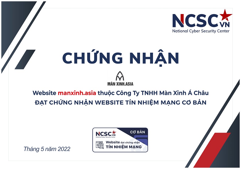 Công bố | Công Ty TNHH Màn Xinh Á Châu đã đạt chứng nhận Website Tín nhiệm mạng cơ bản