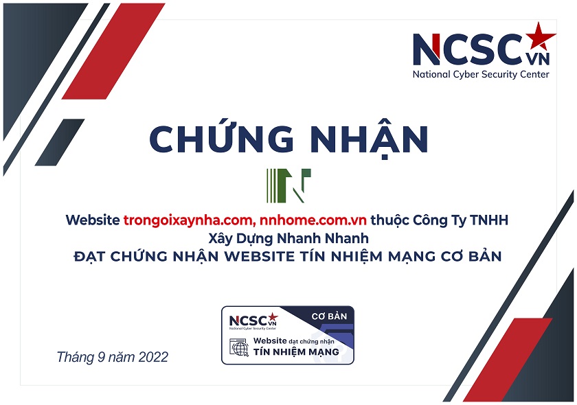 Công bố | Công Ty TNHH Xây Dựng Nhanh Nhanh đã đạt chứng nhận Website Tín nhiệm mạng cơ bản
