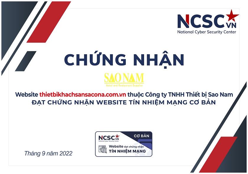 Công bố | Công ty TNHH Thiết bị Sao Nam đã đạt chứng nhận Website Tín nhiệm mạng cơ bản