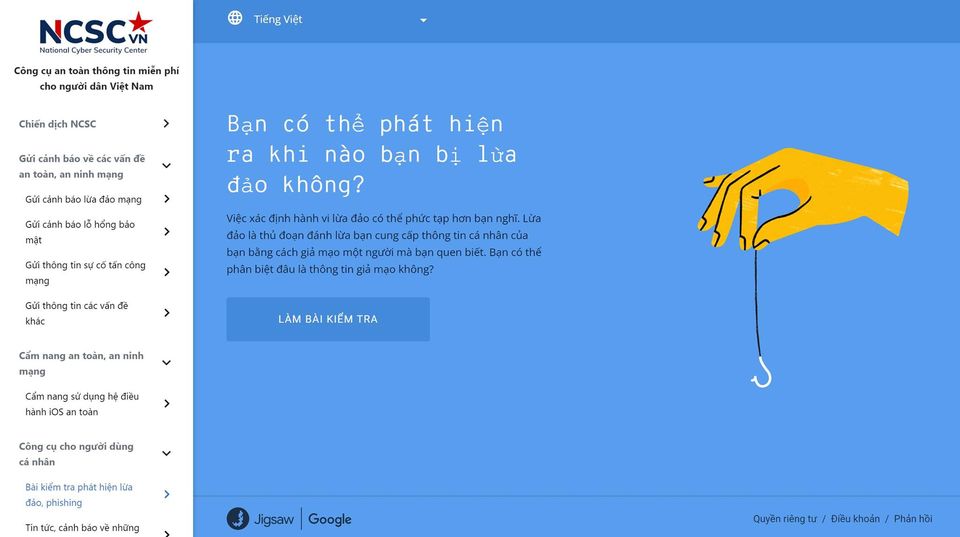 NCSC cùng Google cung cấp bộ trắc nghiệm giúp người dùng Việt nhận biết lừa đảo trực tuyến