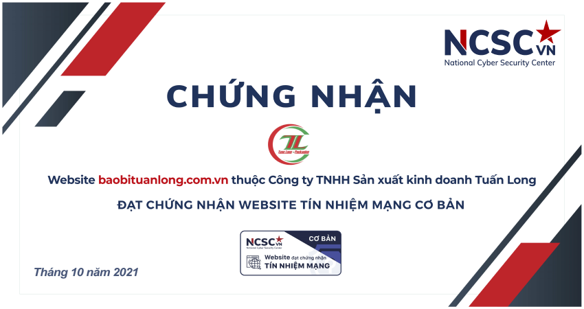 Công bố | Cty TNHH sản xuất kinh doanh Tuấn Long đã đạt chứng nhận Website Tín nhiệm mạng cơ bản