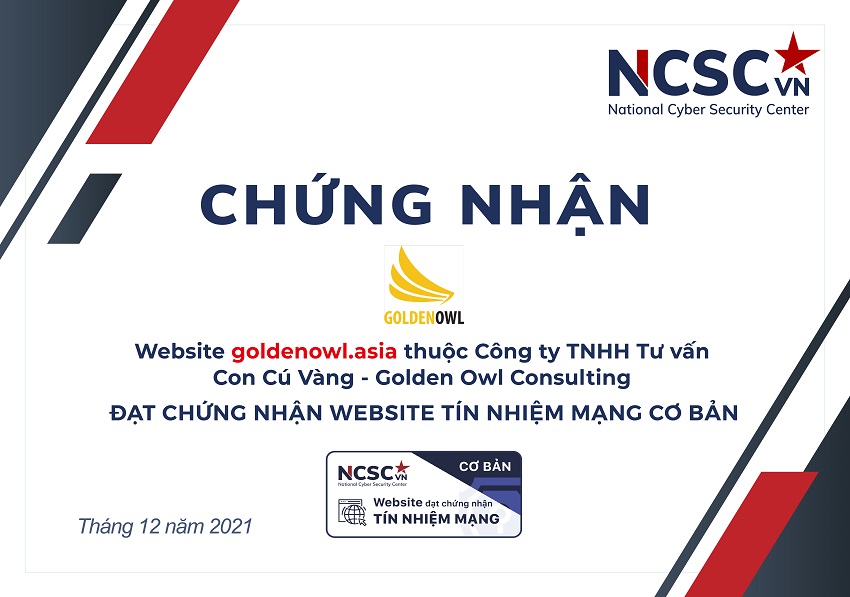 Công bố | Công ty TNHH Tư vấn Con Cú Vàng đã đạt chứng nhận Website Tín nhiệm mạng cơ bản