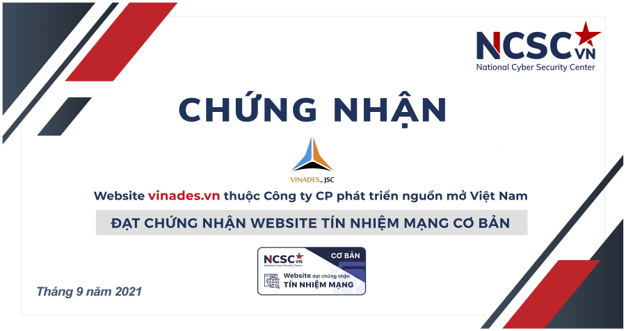Công bố | Công ty cổ phần phát triển nguồn mở Việt Nam đã đạt chứng nhận Website Tín nhiệm mạng cơ bản
