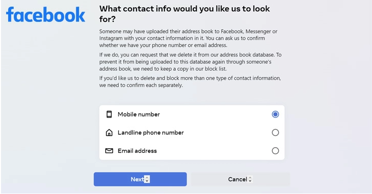 Công cụ ẩn của Facebook cho phép người dùng xóa email hoặc số điện thoại của họ do người khác chia sẻ